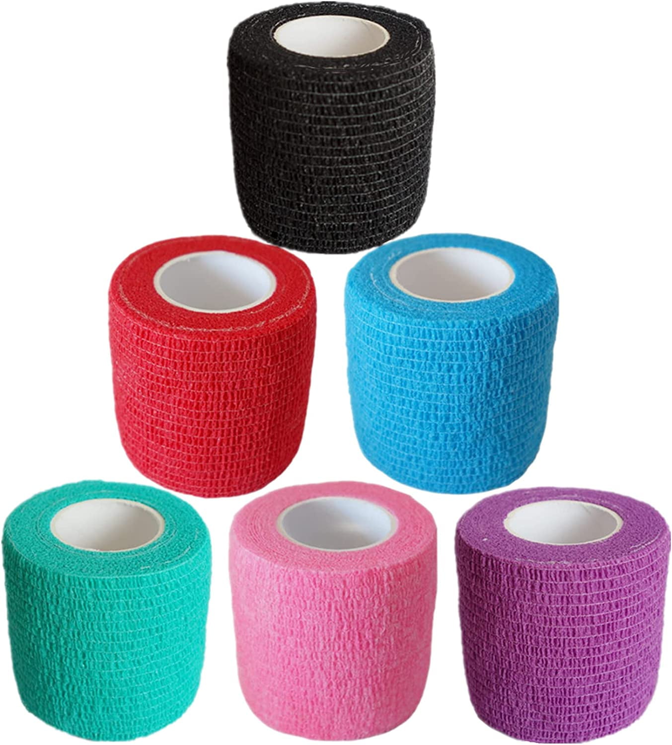6 Pack 2 Inches Cohesive Bandage Self Adhesive Wrap Elastic Self