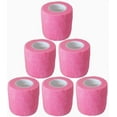 thumbnail image 1 of 6 Pack 2 Inches Cohesive Bandage Self Adhesive Wrap Elastic Self Adherent Vet Wrap Breathable Self Stick Tape for Wrist, Ankle, Sports, Tatoo Wrap(5 Yards, Pink), 1 of 5