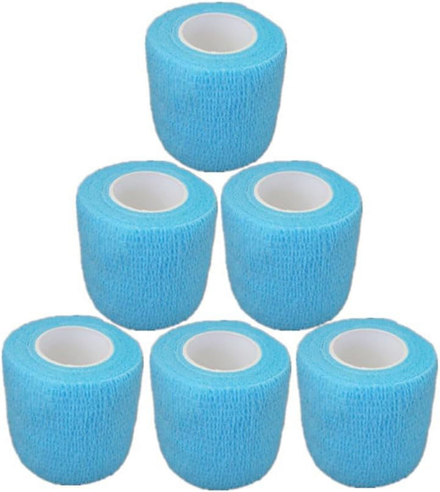 6 Pack 2 Inches Cohesive Bandage Self Adhesive Wrap Elastic Self Adherent Vet Wrap Breathable Self Stick Tape for Wrist, Ankle, Sports, Tatoo Wrap(5 Yards, Sky Blue)
