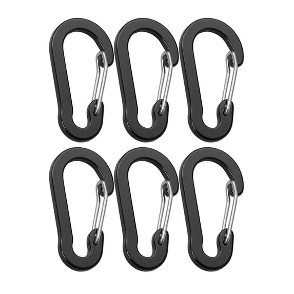 6pcs Aluminum Small Carabiner Clip, 2 Inch Carabiner Keychain Clasp Spring D Ring for Hanging KeyRings Hook Paracord Lanyard Pet Collar Hiking Camping