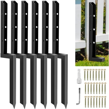 Heavy Duty Steel Fence Repair Kit - 2 Pack Post Anchors For Tilted Wooden Fences