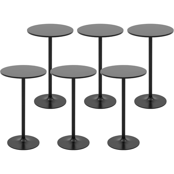 6-Pack 2-in-1 Bar Table with Detachable Pole, Metal Base, 24" Round Top, 40"/22" Two Convertible Height, Cocktail Table, Coffee Table, Pub Table for Dining Room, Restaurant, Kitchen, Black