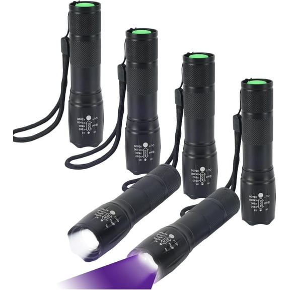 6 Pack 2-in-1 Light LED Flashlight, White & UV Black Light, High Lumens LED , Portable Flashlight for Detection, Curing, Leak Detection, Camping, Inspection &