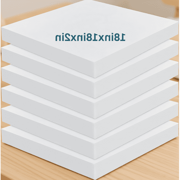 6 Pack 2 x 18 x 18 Inch High Density Foam Cushion Inserts White Upholstery Replacement Foam for Couch Chair and DIY Projects