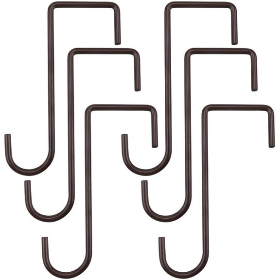 6 Pack 2 x 6 in. Fence Hooks Patio Hooks Brown Powder Coated Steel Hangers Can be easily used for vinyl fences, indoor and outdoor hanging lights, plants and planters, mangers