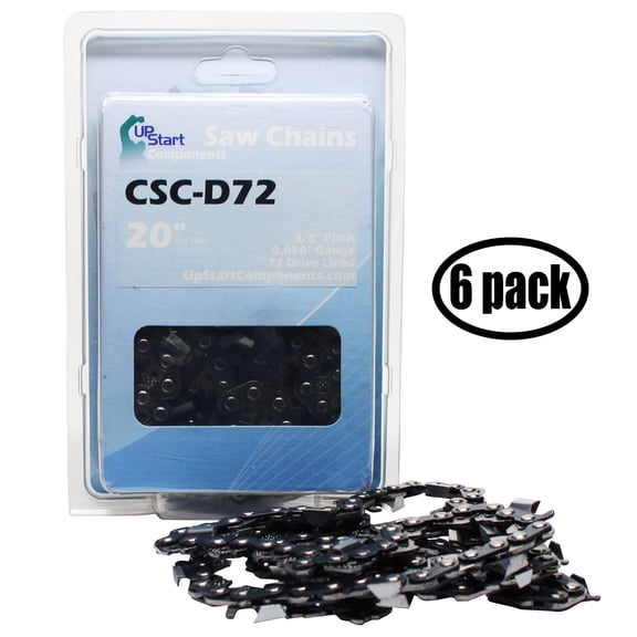 6-Pack 20" Full Chisel Saw Chain for STIHL MS390 Chainsaws - (20 inch, 3/8" Pitch, 0.050" Gauge, 72 Drive Links, CSC-D72) - UpStart Components