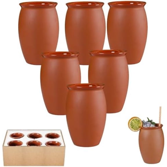 6 Pack 20 Oz Pottery Clay Cups Cantaritos De Barro Mexicanos Jarritos De Barro Mexicanos Mexican Clay Mugs Mexicanos Cocktail Cups