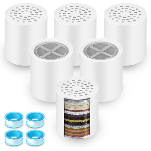 6 Pack 20 Stage Shower Filter Replacement Cartridge, Shower Head Filter Refill for Hard Water to Remove Chlorine Fluoride Heavy Metal, High Output Bath Cartridges for Skin Hair Healthy