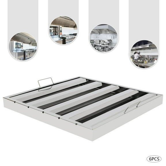 6 Pack 20" X 20" Hood Grease Filter Baffle Stainless Steel Hood Filters Kitchen