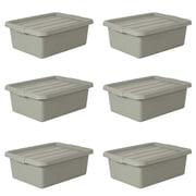 6-Pack 20" x 15" x 7" 9 Gallon meat lug, Commercial Meat Tubs with Lids, Food Grade Plastic Bus Tubs, Heavy Duty Utility Container for Dishwashing, Kitchen Prep, Restaurant Storage, Gray