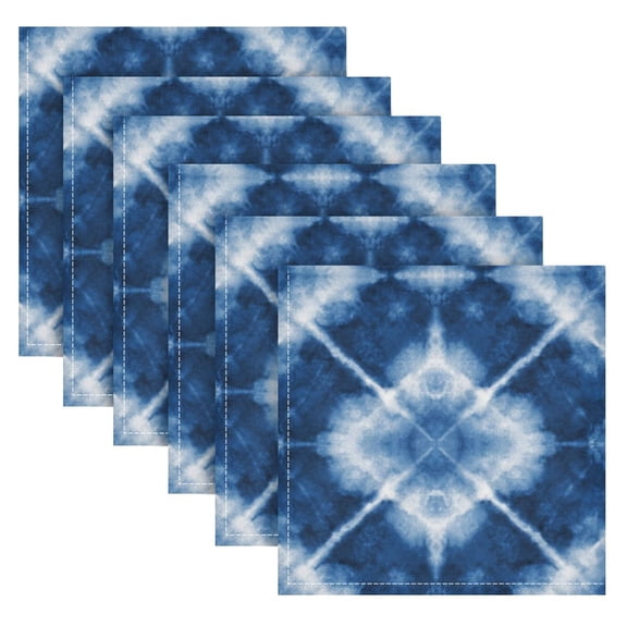 6 Pack 20'' x20" Satin Table Napkins Dinner Napkins for wedding Party Decoration events Blue and White Tie-dye