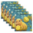 thumbnail image 1 of 6 Pack 20'' x20" Satin Table Napkins Dinner Napkins for wedding Party Decoration events Capybaras Holding Lemons, 1 of 6