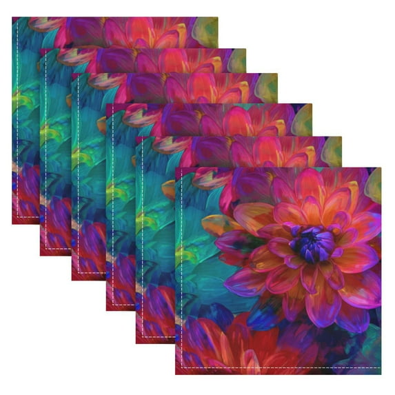 6 Pack 20'' x20" Satin Table Napkins Dinner Napkins for wedding Party Decoration events Colorful and Bright Floral Pattern
