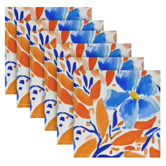 6 Pack 20'' x20" Satin Table Napkins Dinner Napkins for wedding Party Decoration events Hand-painted Watercolor Floral
