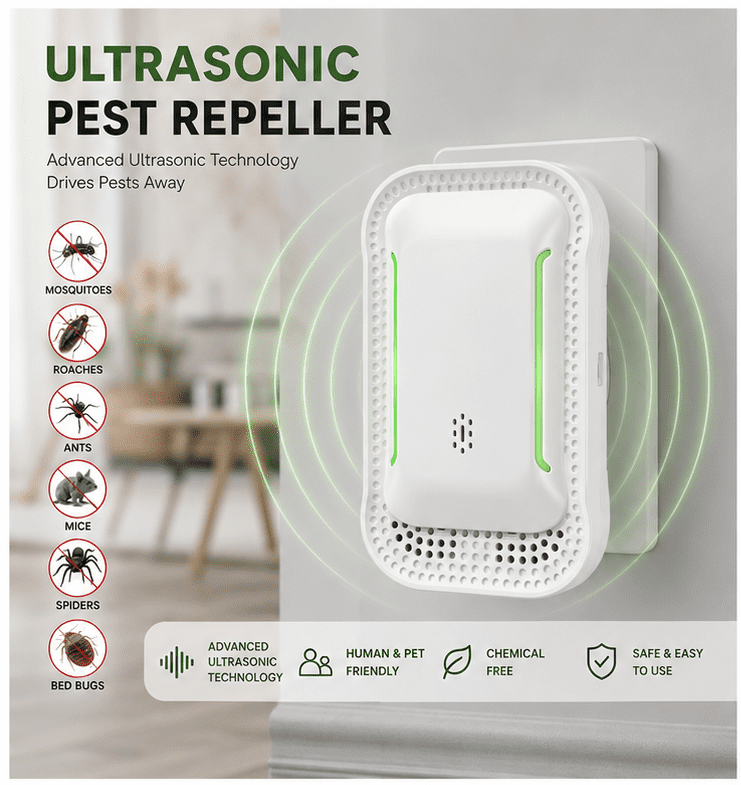 6 Pack,2026 Upgraded Ultrasonic Pest Repeller Plug In, Indoor Pest Control Deterrent for Mice, Rats, Roaches, Ants & Spiders, Safe for Kids & Pets.