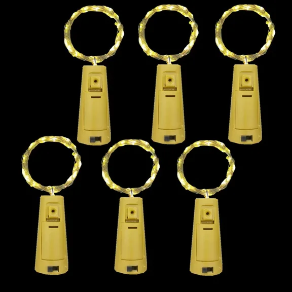 6-Pack 20LED Cork Bottle Lights, Battery Powered Fairy String Lights for Wedding Party Bar Decor