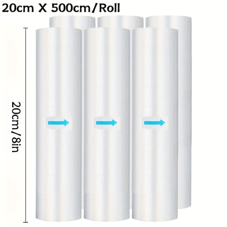 6-Pack 20ft Large Vacuum Sealer Bags, BPA-Free Extra Thick Diamond Pattern Roll, Food Storage Vacuum Seal Bags for Meat, Cheese, Sous Vide, Ideal for Kitchen & Restaurant Use