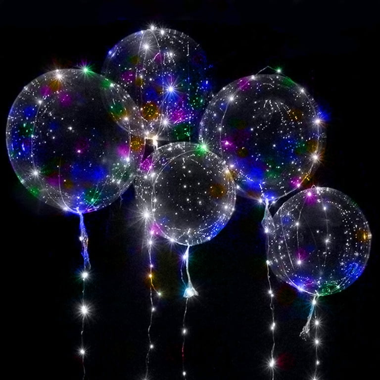 6 Pack 20inch LED Light Up Bobo Balloons Colorful String Lights Transparent Balloons for Birthday Wedding Christmas Party Decorations