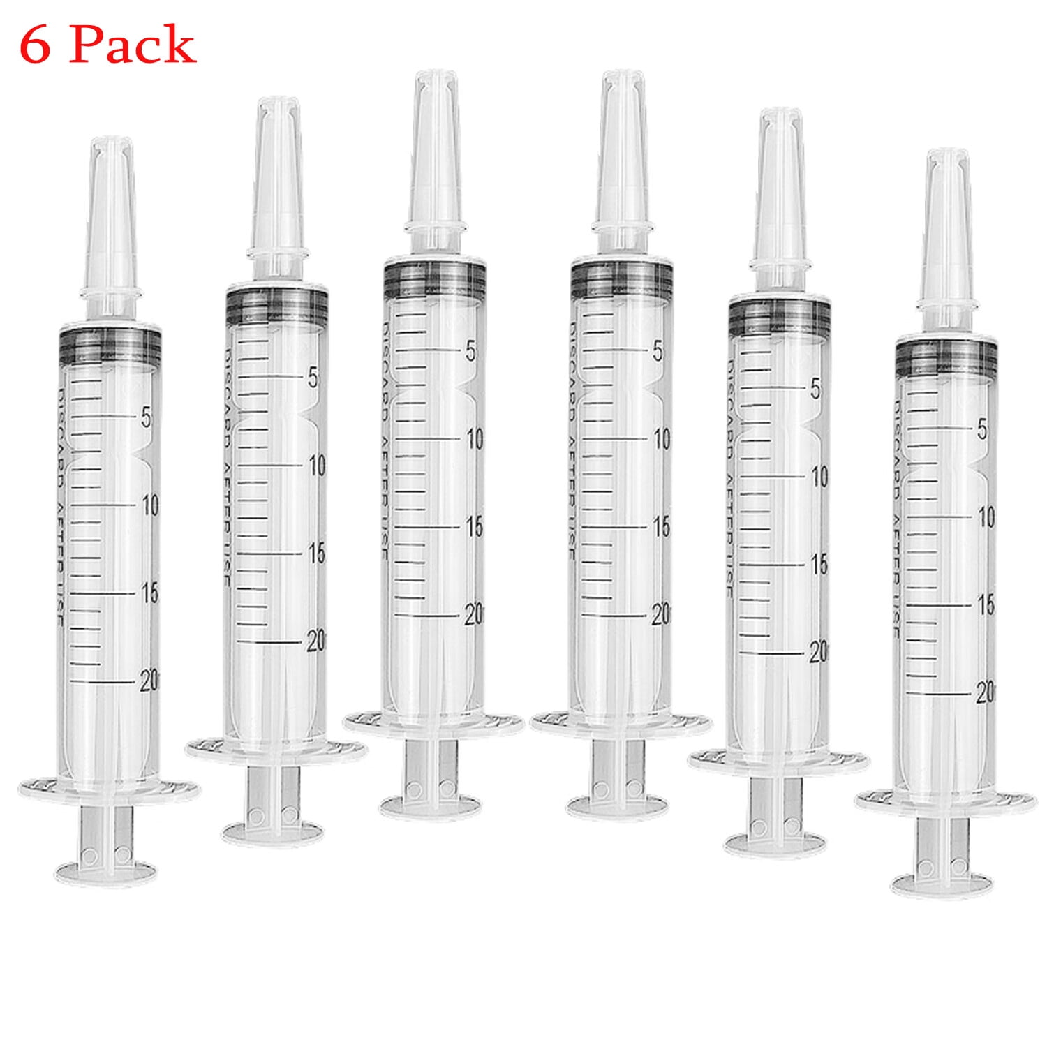 6 Pack 20ml Large Plastic Syringe, Liquid Measuring Syringes Without