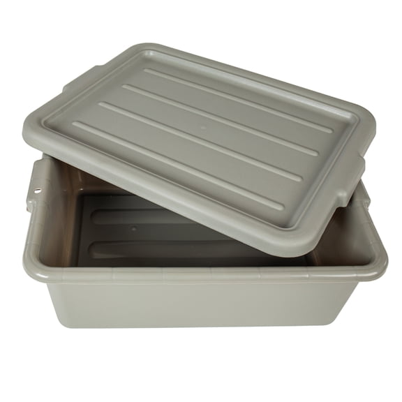 6-Pack 20x15x7 inch Commercial Meat Tubs with Lids, Food Grade Plastic Bus Tubs for Restaurant Storage, Dishwashing, and Kitchen Prep, Gray
