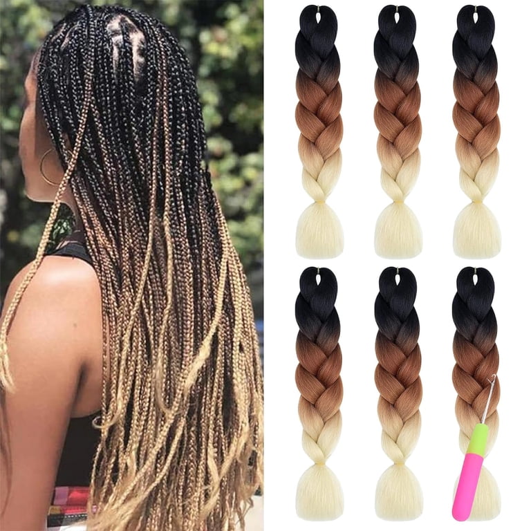 Ombre Braiding Hair Bundle 10 Packs Ombre Synthetic Hair Braids Extensions 10 Pack for Afro Wave  main image 4