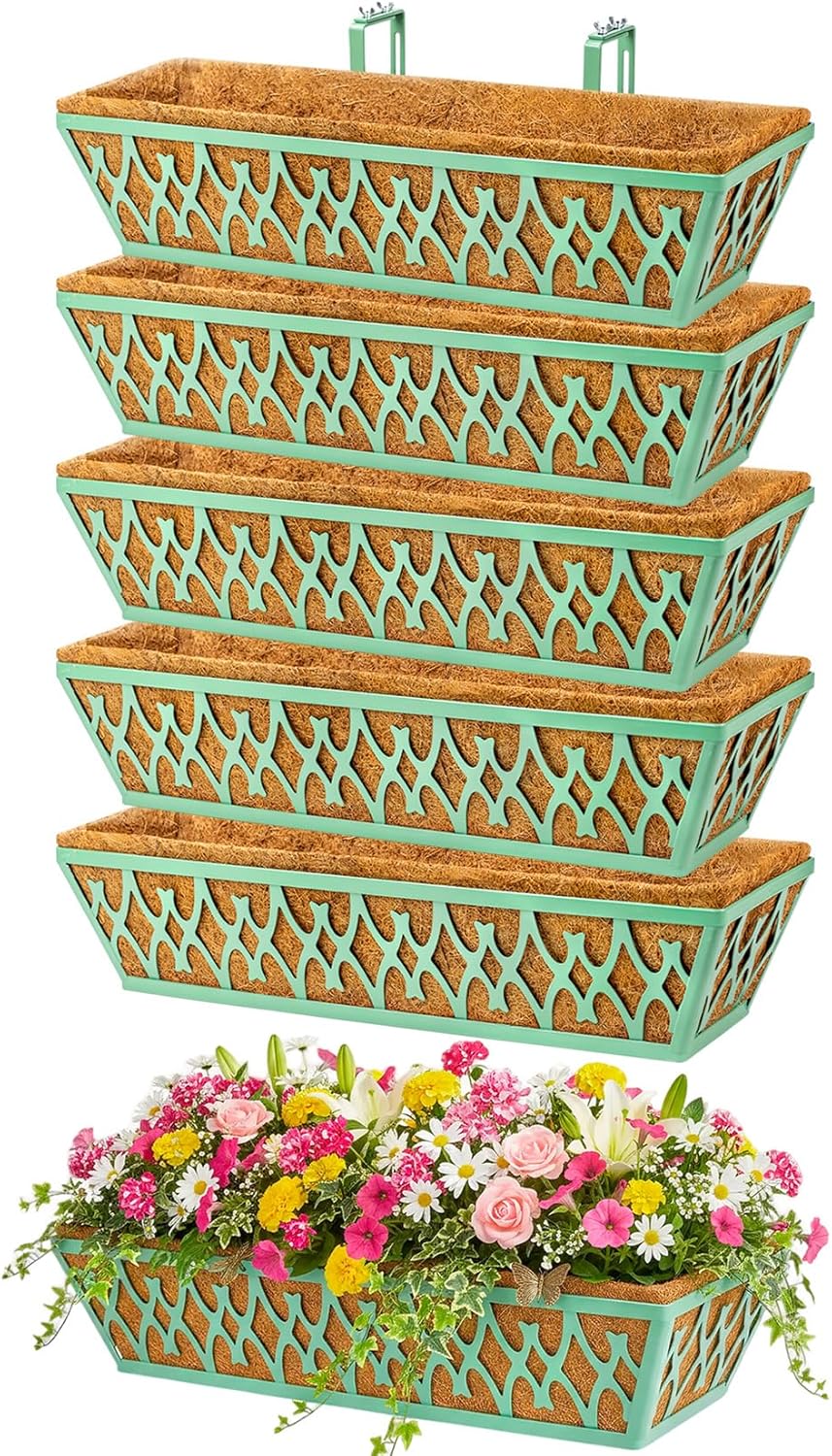 6 Pack 24 Inch Window Boxes Planters Railing Planter Box with ...