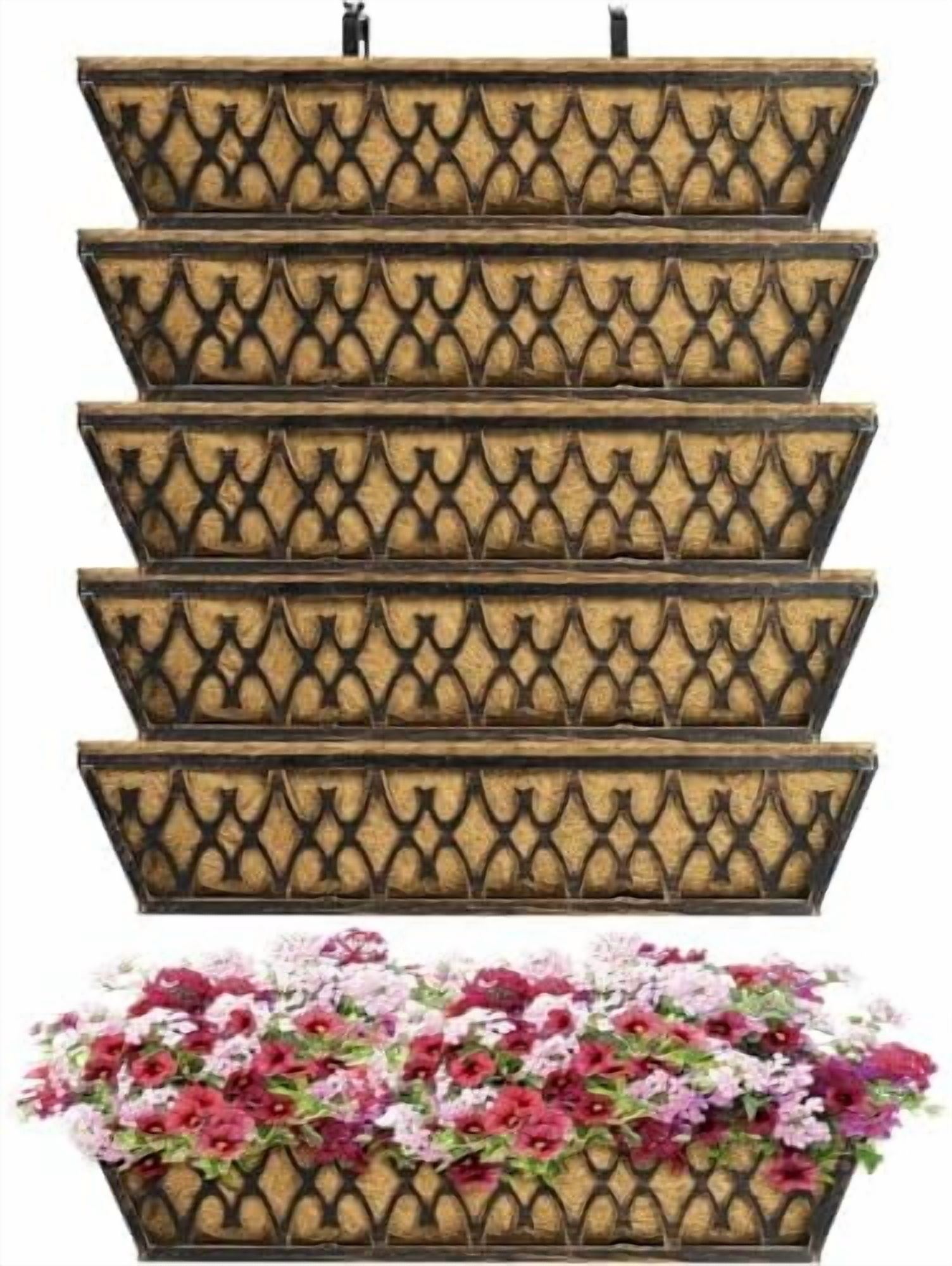 6 Pack 24 Inch Window Boxes Planters Railing Planter Box with ...