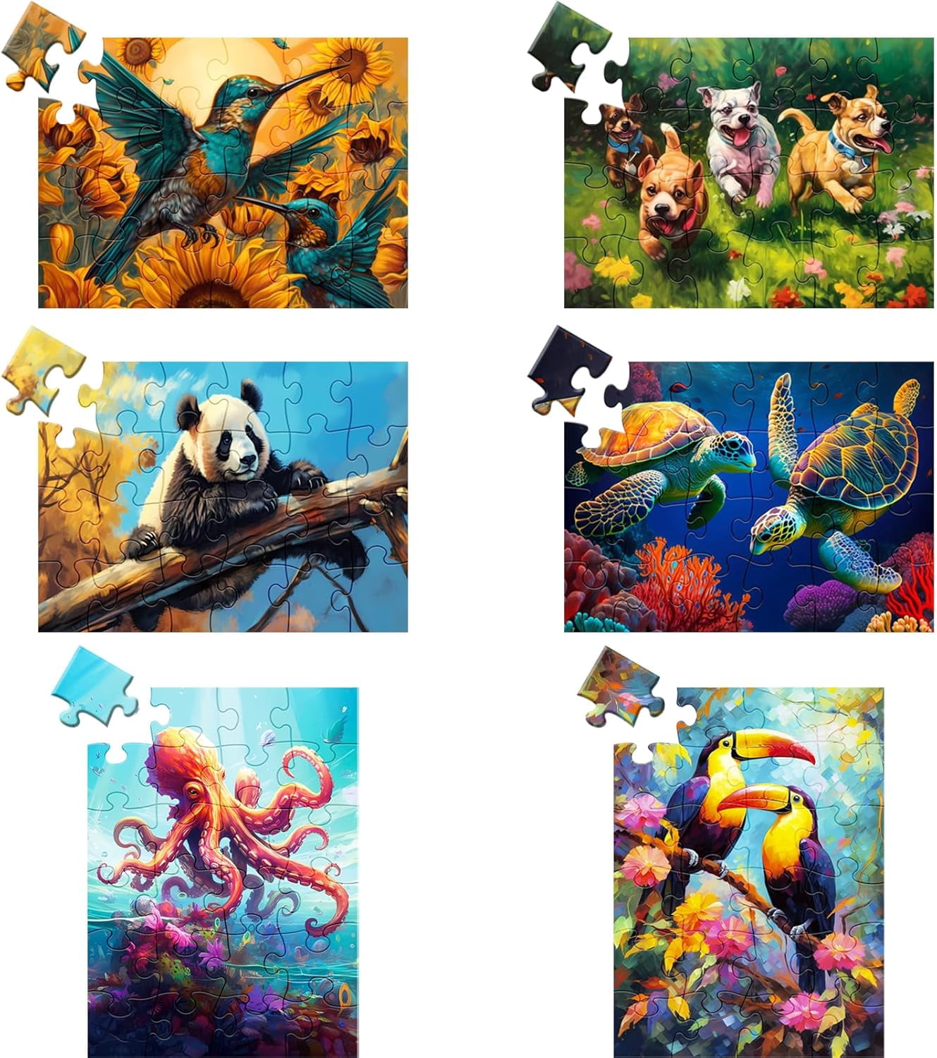 6 Pack 24 Large Piece Puzzle for Seniors Paper Dementia Puzzles for