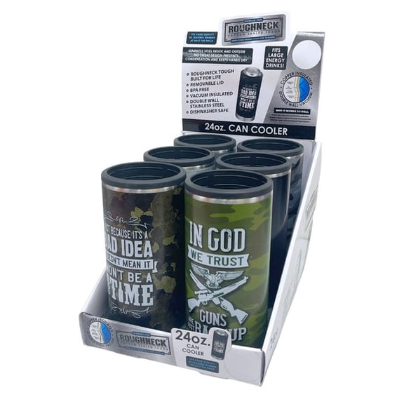 6 Pack 24 Oz Stainless Steel Vacuum Insulated Tall Can Cooler with Double Wall No Sweat Design for Energy Drinks and Large Beverage Cans, Multicolors