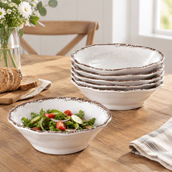 Registent 6 Pack 24 Oz White Basic Kitchen, Break Resistant Lightweight Tableware ...
