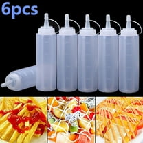 For 6 Pack 240ml Plastic Squeeze Bottles,8oz Condiment Dispenser for Ketchup Mustard Sauce,Reusable Clear Squirt Bottles with Tip Cap Lids for Kitchen Restaurant