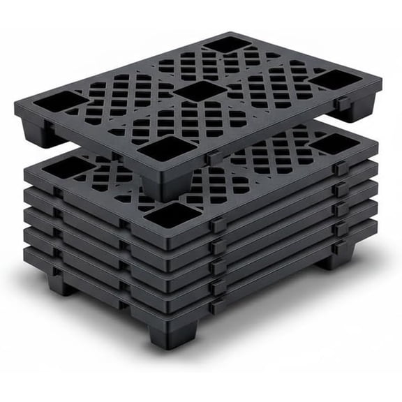 6 Pack 24x16 In Heavy Duty Plastic Floor Pallets 2200 lbs Interlocking and Nestable