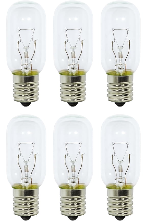 (Pack of 6) 25W T8 Tubular Indicator Bulbs E17 Base, Appliance/Microwave Incandescent