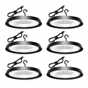 6 Pack 250W UFO LED High Bay Lights, 60000LM 6000K Daylight IP65 Garage Shop Light, CRI>90 120  Coverage with 5ft Plug & Play Power Cable