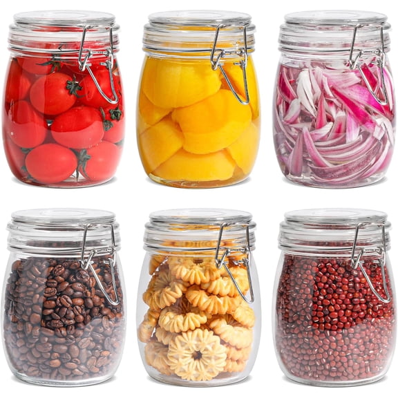 6-Pack 25oz Round Glass Mason Jars with Lids, Airtight Canning Jars for Preserving & Pickling, Multi-Purpose Storage Containers for Kitchen, Bathroom & Laundry, Ideal Housewarming Gift Set