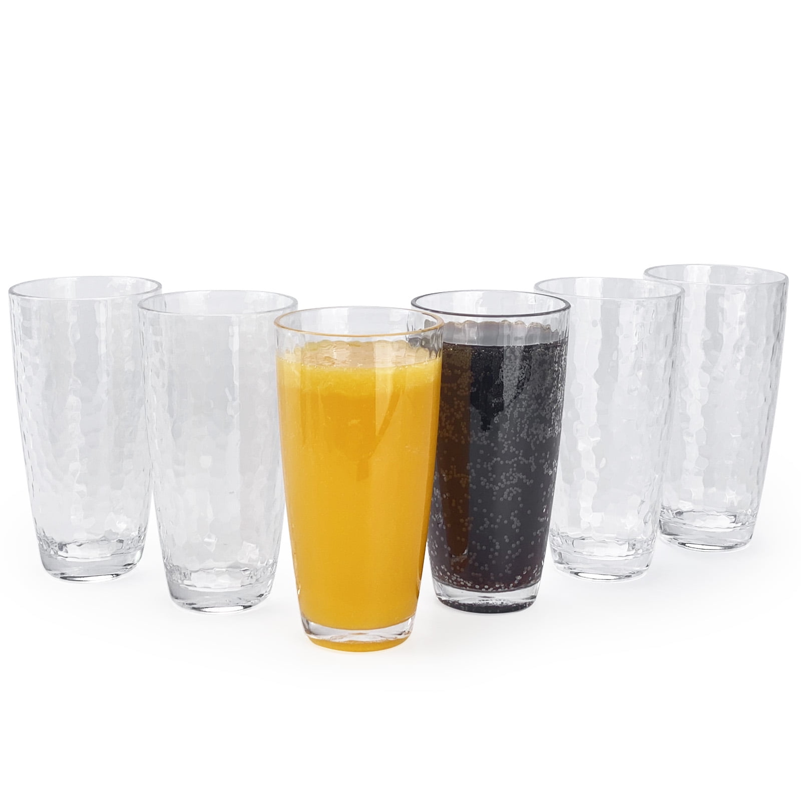 Yongzhenlite 26-Ounce Acrylic Plastic Drinking Glasses, Multi-Hammered  Style, Set of 6, BPA-Free - Walmart.com