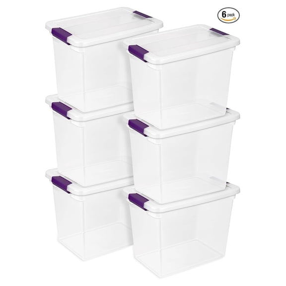 6-Pack 27 Quart ClearView Box, Stackable Organizer Bins with ing Lids - Clear Plastic Organization Containers for Closet, Bedroom, Shelving Units and Everyday Home Storage