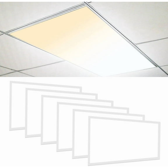 6 Pack 2x4 LED Flat Panel Light Drop Ceiling 0-10V Dimmable, 30/40/50W Selectable, 3000K 4000K 5000K Switchable, 120-277V, ETL Listed