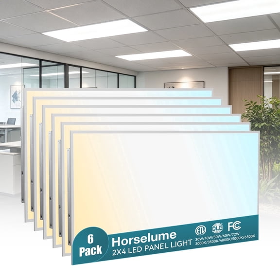 6 Pack 2x4 LED Flat Panel Light, Drop Ceiling Fixture, 9630LM, Selectable 22W-40W and 3000K-6500K, Dimmable 0-10V, for Office, School, Store, Garage, Basement, Library, Studio, Gym