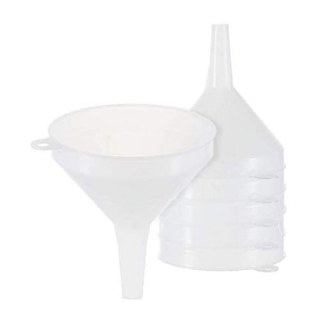 6 Pack - 3.5" Funnels for Filling Bottles -Multi-Purpose Funnels for Kitchen Use - Plastic Funnel Set with Long Reaching Spout - for Easy and Smooth Content Transfer - Food Safe/BPA Free