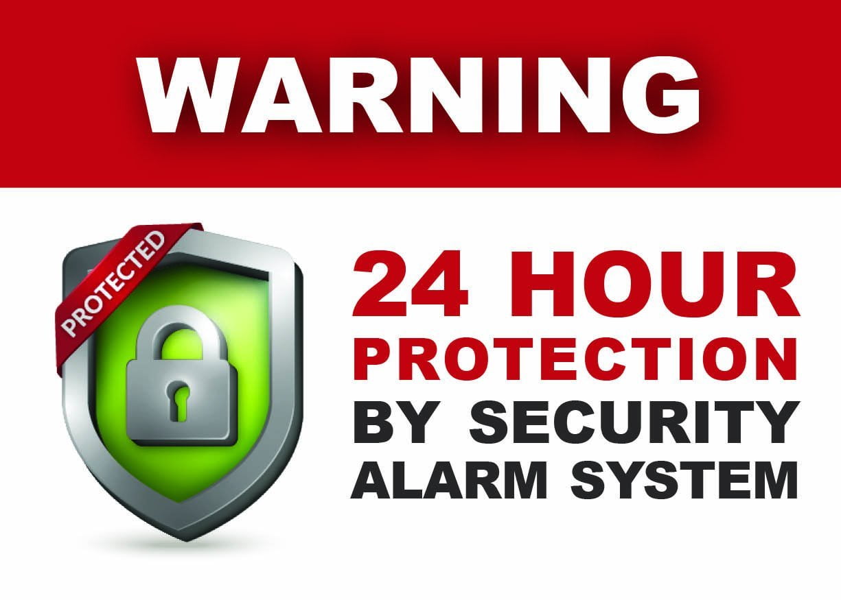 (6 Pack) 3.5 X 2.5 Self Adhesive Home Business 24 Hour Protection by Security System Window Door Warning Alert Sticker Decals. For indoor / outdoor use