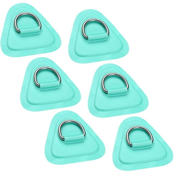 6 Pack 3.54" / 9cm Stainless Steel D-Ring Patch for Inflatable Boat Kayak Dinghy SUP, Triangular D-Ring PVC Patch Stand-Up Paddleboard Canoe Rafting Accessories, NO Glue Included