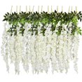 thumbnail image 1 of 6 Pack 3.75 Feet/Piece Artificial Fake Wisteria Vine Ratta Hanging Garland Silk Flowers String Home Party Wedding Decor (6PCS-Large White Wisteria), 1 of 5
