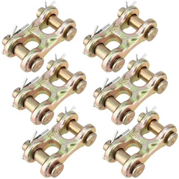 6 Pack 3/8 Inch Double Clevis Links Alloy Steel Zinc-Plated Chain Repair Links 6600 lbs Working Load Limit