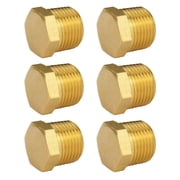 6 Pack 3/8 Inch NPT Male Brass Pipe Plug, Brass Outer Hex Thread Socket Pipe Fitting Plug