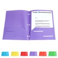 thumbnail image 1 of 6 Pack 3-Hole Plastic Folders with Pockets, 2 Pocket Folders with Fasteners, Tear-Resistant Plastic Pockets, and Fit Letter Size Paper, Use for S*chool Office Home Business (Purple), 1 of 8
