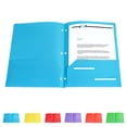 thumbnail image 1 of 6 Pack 3-Hole Plastic Folders with Pockets, 2 Pocket Folders with Fasteners, Tear-Resistant Plastic Pockets, and Fit Letter Size Paper, Use for S*chool Office Home Business (Blue), 1 of 8