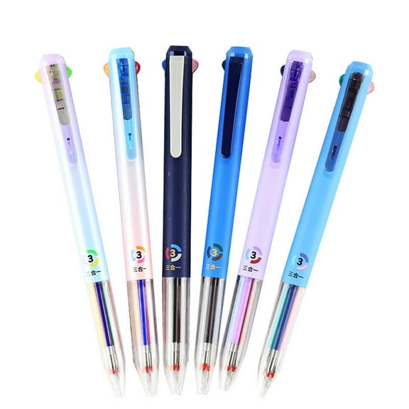 6 Pack 3-In-1 Multi-Color Retractable Gel Pens, 0.5mm Fine Tip 2ml Smooth Ink Pen with One-Touch Color Switch for Daily Office Note Marking
