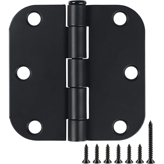 6 Pack 3 Inch Hinges Rounded Matte Black Door Hinges Interior Door Hinges Black Matte 3 Inch Door Hinge 5/8" Radius Cowshed, Byre, Cattle Hinges for Doors 3 "x 3" Hardware Controls
