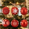 thumbnail image 1 of 6 Pack 3 Inch Red Christmas Decorative Ball Ornaments, Hanging Pendant Bauble for Xmas Tree Wedding Holiday Party Festival Home Decor, 1 of 6